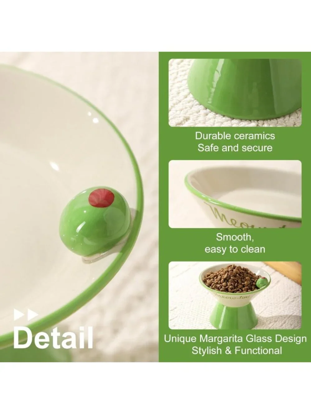 Elevated Ceramic Cat Bowls - Whisker-Friendly, Anti-Vomit Design for Indoor Cats